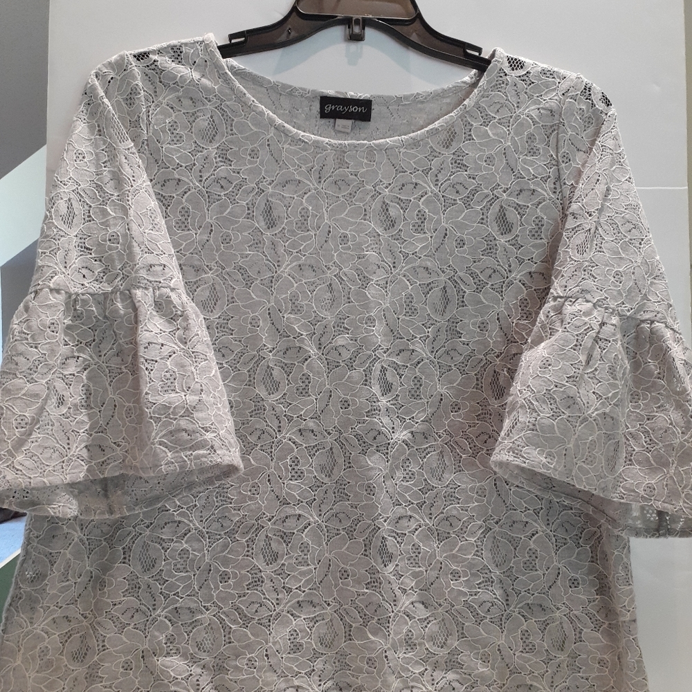 Grayson Cotton Lace 3/4 Sleeve Top M